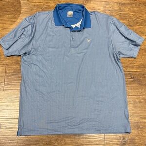 Callaway Light Blue Polo Shirt small plaid pattern XL golf shirt